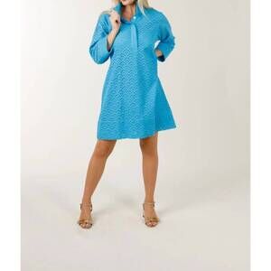 NEW HOLLY SHAE DESIGN arden mini dress in blue eyelet